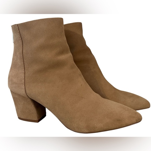 Steve Madden Sz 8 Women's Leather Suede Tan Ankle Boots Pointed Toe Booties - Picture 1 of 10
